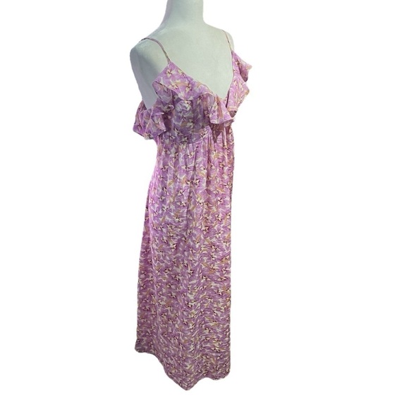 H&M Floral Sleeveless V-Neck Ruffled Dress - Size Large- Calf Length - Picture 4 of 12